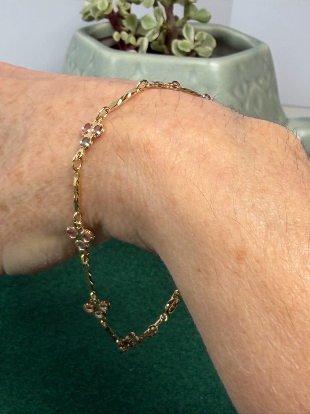 Belatriz Floral Clover Link Bracelet / Anklet - 9 inch